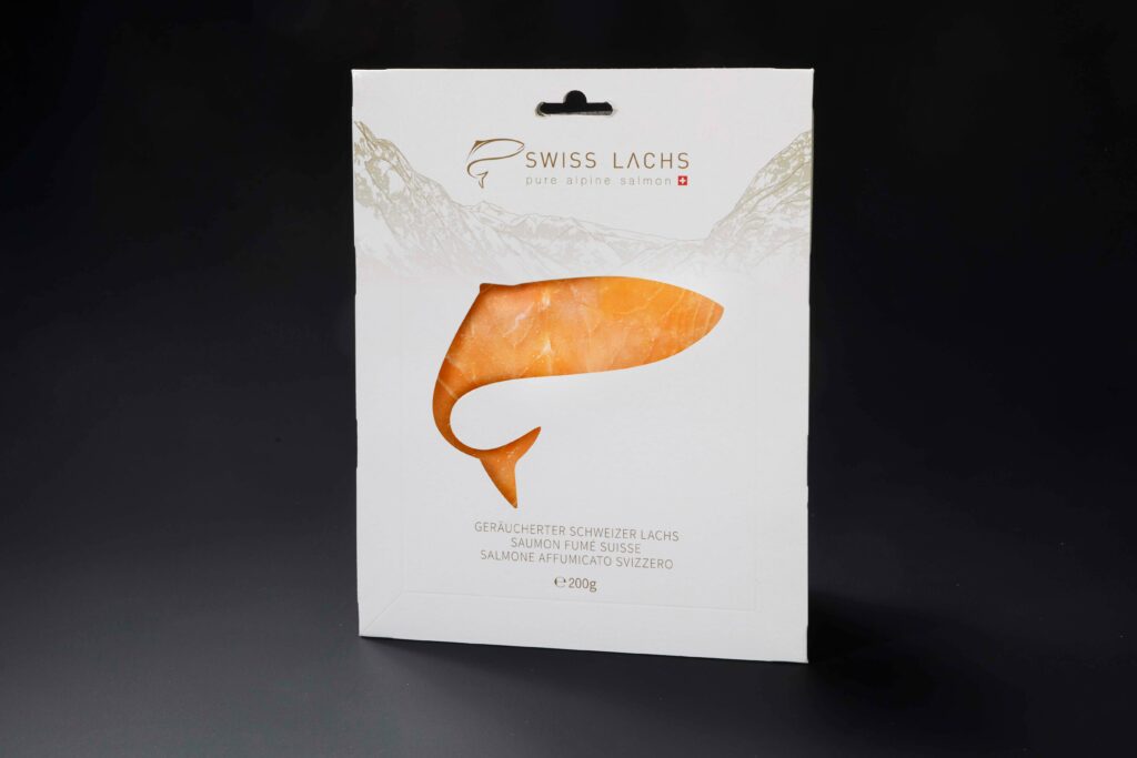 SWISS LACHS Rouleau de concombre 4 Geräucherte Lachsspezialität 200g Verpackung